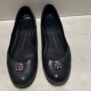 Giuseppe Zanotti Leather Flats with Skull